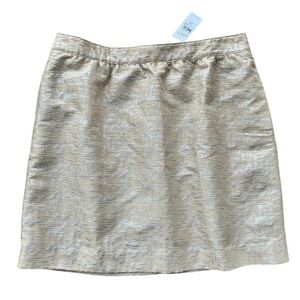 Ann Taylor LOFT Wool Blend Metallic Pencil Mini Skirt Beige Size 8